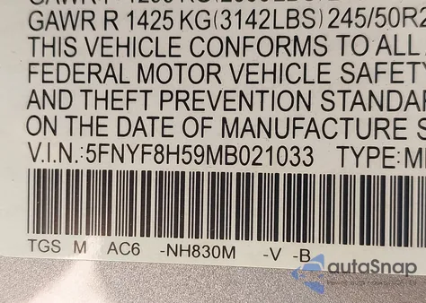 2021 Honda Passport Awd Ex-L from USA, damaged, VIN 5FNYF8H59MB021033